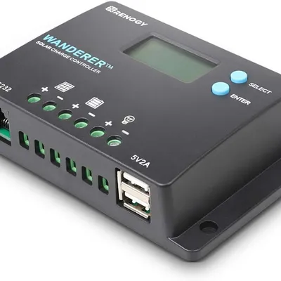 Renogy Wanderer 10 Amp 12V/24V PWM Negative Ground Solar Charge Controller